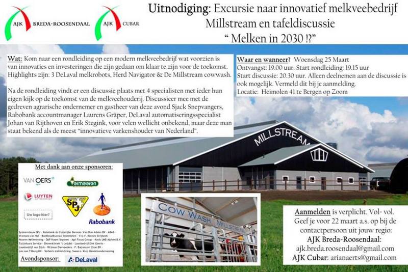 Uitnodiging Excursie AJK Breda-Roosendaal&Cubar bij Millstream